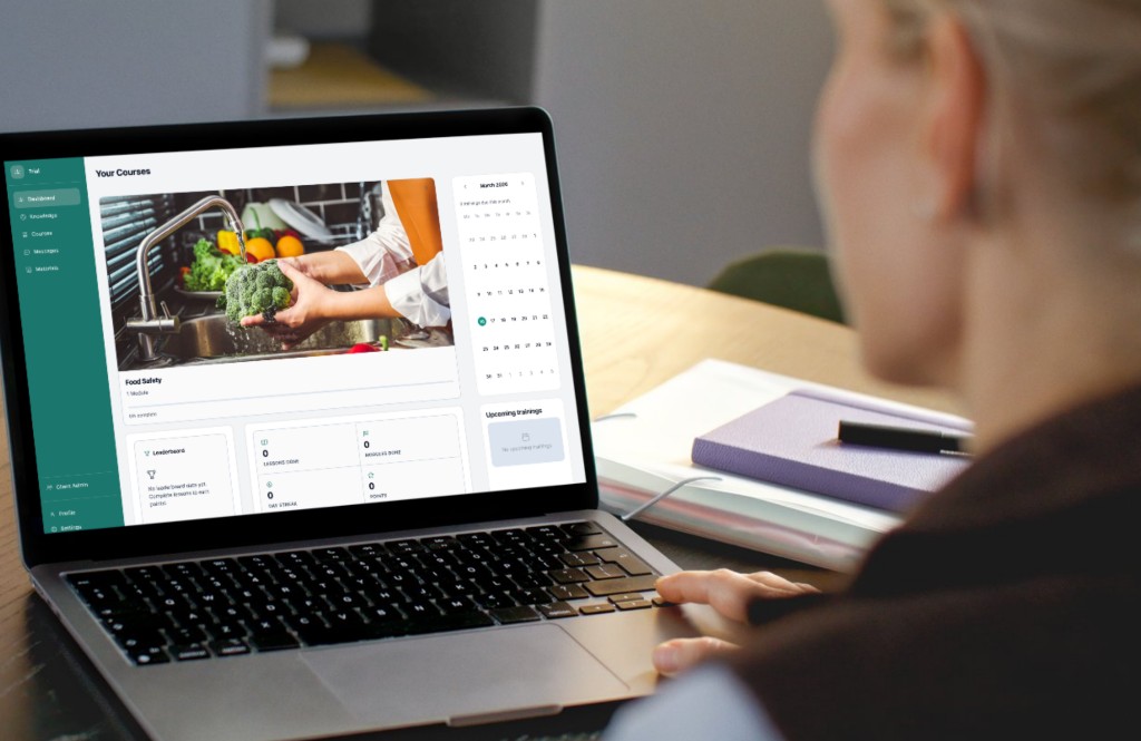 LMS dashboard with your branding and training content